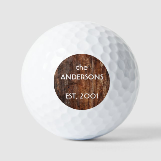 Personalized Old Rustic Wood Golf Balls (Front)
