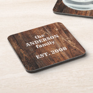 Personalized Old Rustic Wood Kitchen Plastic Coaster