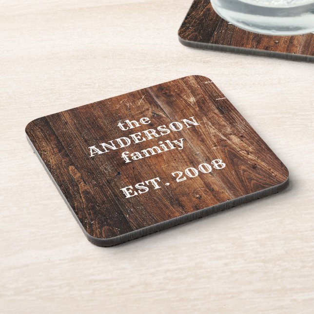 Personalized Old Rustic Wood Kitchen Plastic Coaster (Left Side)