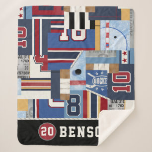 Personalized Old Time Ice Hockey Shirt Puck Sherpa Blanket