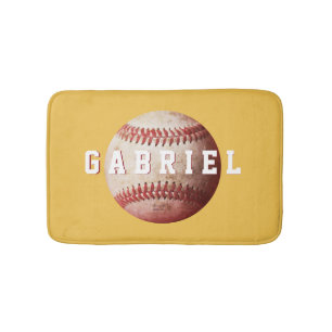 Personalized Old Weathered Baseball Sport Bath Mat