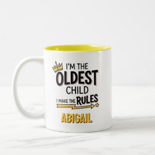 Personalized Oldest Child Funny Sibling Gift Big Two-Tone Coffee Mug