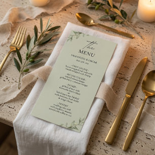 Personalized Olive Branch Wedding Menu Card