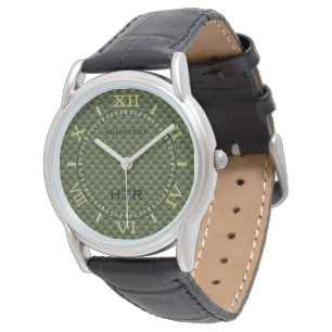 Personalized Olive Green Carbon Fibre Dial Watch