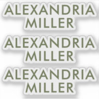 Personalized Olive Green Monogram Laptop Stickers