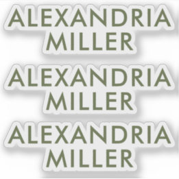 Personalized Olive Green Monogram Laptop Stickers
