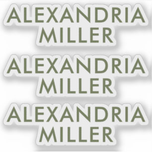 Personalized Olive Green Monogram Laptop Stickers