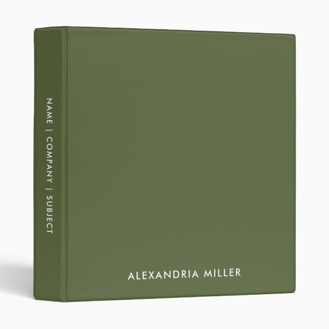 Personalized Olive Monogram Binder (Front/Spine)