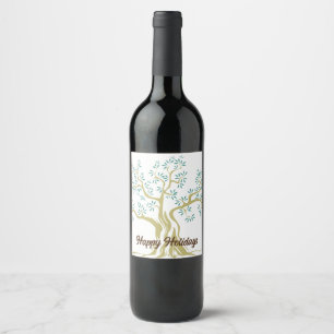 Personalized Olive Tree Wine Label – Custom Rustic