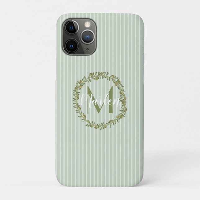 Personalized Olive Wreath Monogram  Case-Mate iPhone Case (Back)