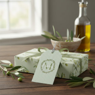 Personalized Olive Wreath Monogram  Gift Tags