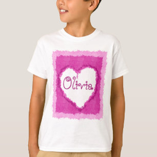 Personalized Olivia Watercolor Heart T-Shirt