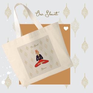 Personalized Om Shanti Yoga Girl Large Tote Bag