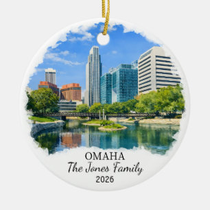 Personalized Omaha Ornament, Custom Nebraska Ceramic Ornament
