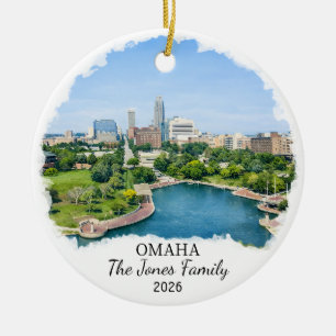 Personalized Omaha Ornament, Custom Nebraska Ceramic Ornament