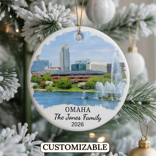 Personalized Omaha Ornament, Custom Nebraska Ceramic Ornament (Creator Uploaded)