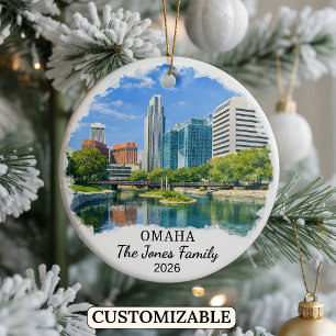 Personalized Omaha Ornament, Custom Nebraska Ceramic Ornament