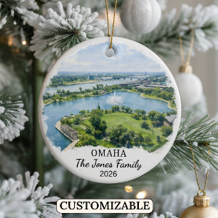 Personalized Omaha Ornament, Custom Nebraska Ceramic Ornament