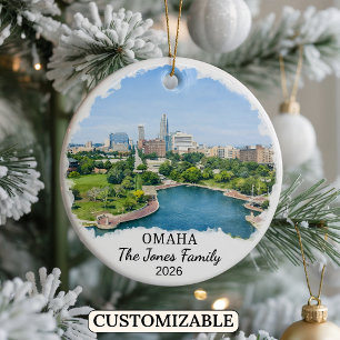 Personalized Omaha Ornament, Custom Nebraska Ceramic Ornament