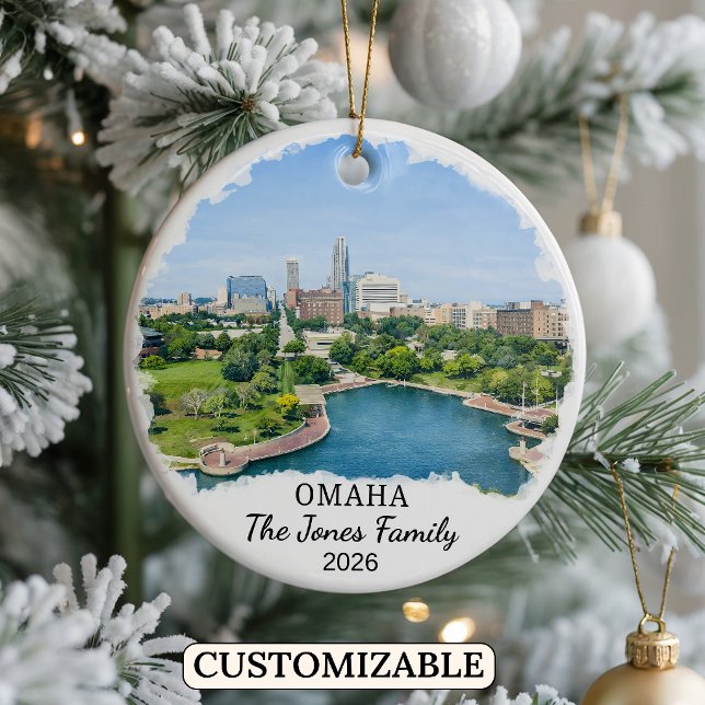 Personalized Omaha Ornament, Custom Nebraska Ceramic Ornament (Creator Uploaded)