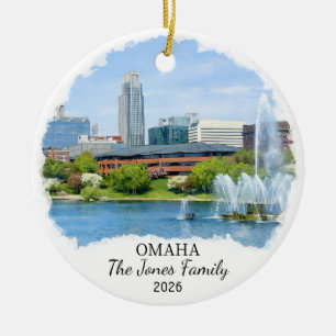 Personalized Omaha Ornament, Custom Nebraska Ceramic Ornament
