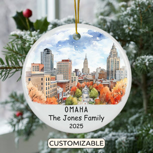 Personalized Omaha Ornament, Nebraska Ceramic Ornament