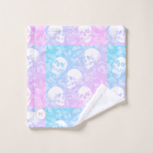 Personalized ombre pastel Goth Skulls Wash Cloth