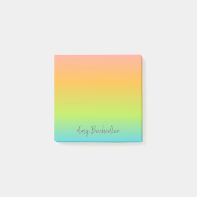 Personalized Ombre Pastel Rainbow Post-it Notes (Front)