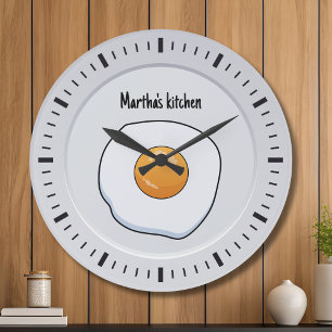 Personalized Omelette Breakfast - kitchen decor  Large Clock