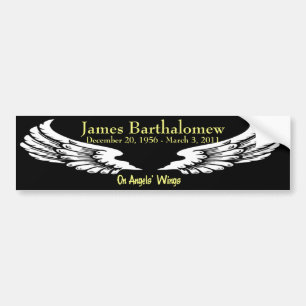 Personalized On Angels Wings Memorial Bumper Sticker