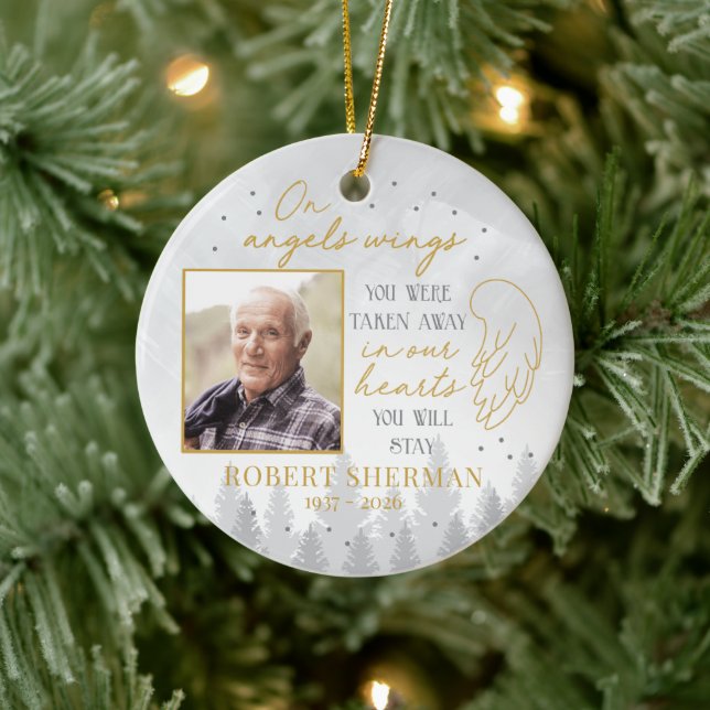 Personalized On Angels Wings Photo Ornament (Tree)
