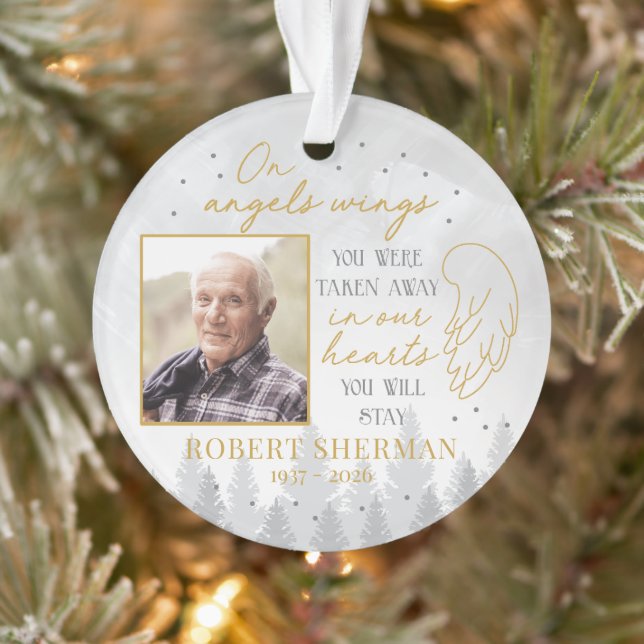 Personalized On Angels Wings Photo Ornament (Tree)