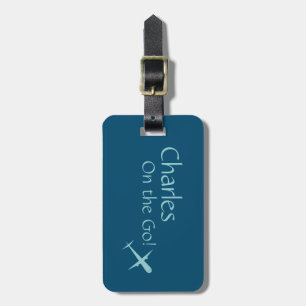 Personalized "On the Go" Airplane, Ocean Blue Luggage Tag