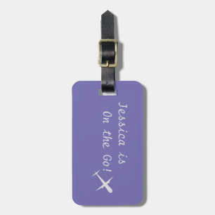 Personalized "On the Go" Airplane, Periwinkle Luggage Tag