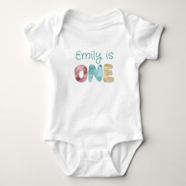 Personalized ONE First Birthday Baby Bodysuit (Front)