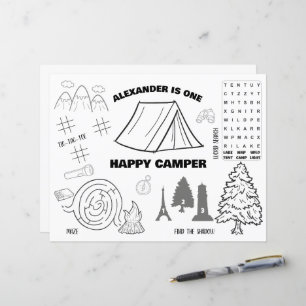 Personalized One Happy Camper Colouring Placemat