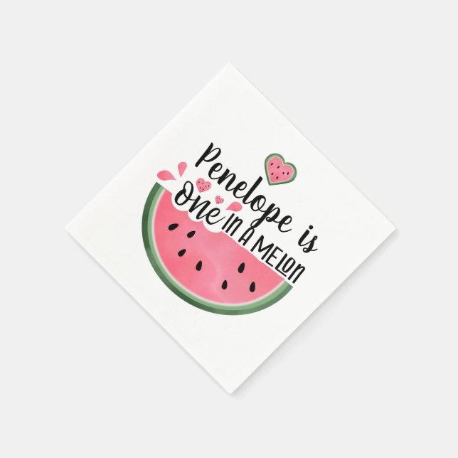 Personalized One In A Melon Birthday Napkin (Corner)