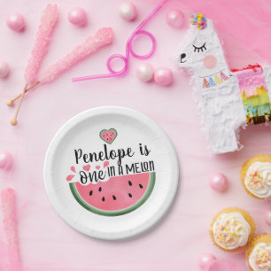 Personalized One In A Melon Birthday Paper Plate
