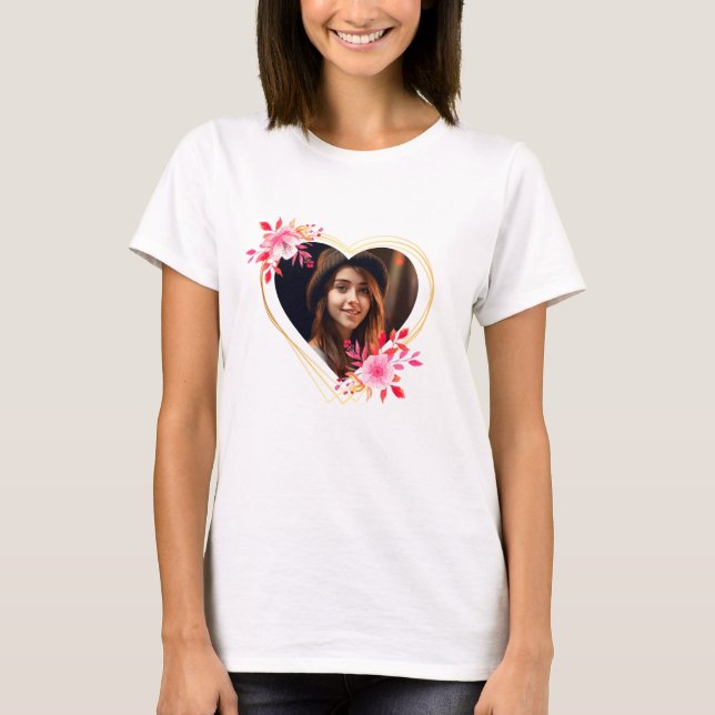 Personalized One Of A Kind Heart Photo  T-Shirt (Front)