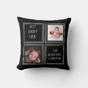 Personalized One of a Kind Two Photo Template Throw Pillow
