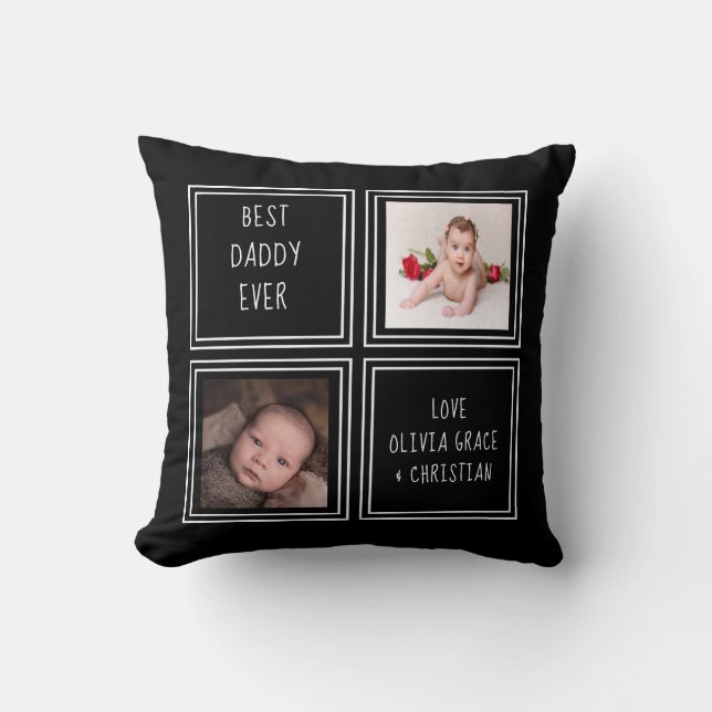 Personalized One of a Kind Two Photo Template Throw Pillow (Front)