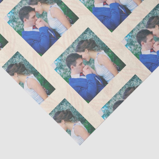 Personalized One Photo Pattern Wedding Tissue Paper (Detail)