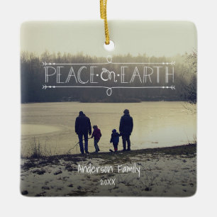 Personalized One Photo Peace On Earth  Ornament