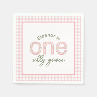 Personalized "One Silly Goose" Birthday Napkin