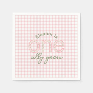 Personalized "One Silly Goose" Birthday Napkin