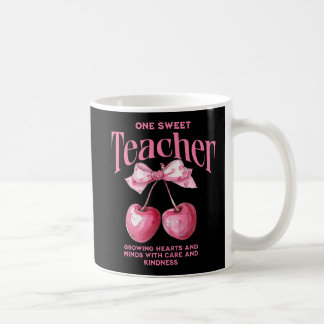 Personalized "One Sweet Teacher" Coquette Cherries Coffee Mug