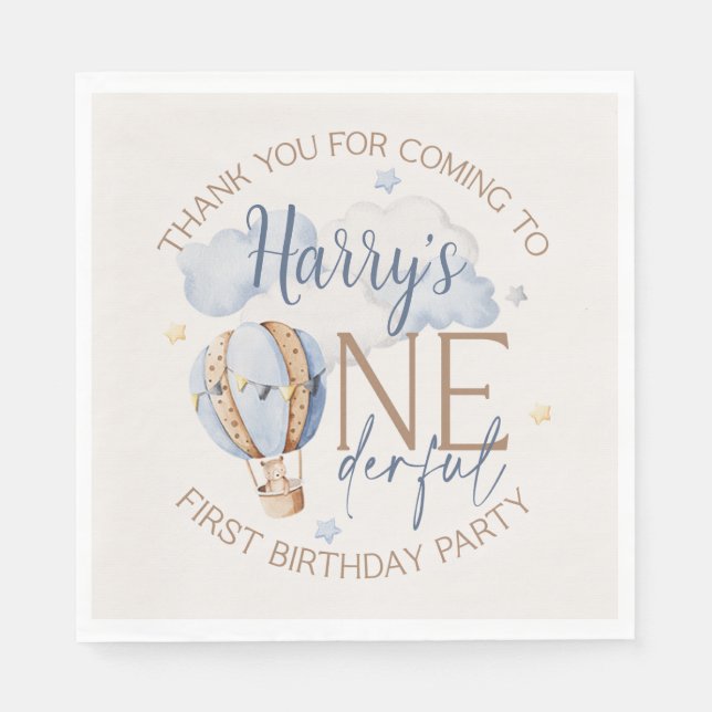 Personalized ONEderful 1st Birthday Party Napkins (Front)