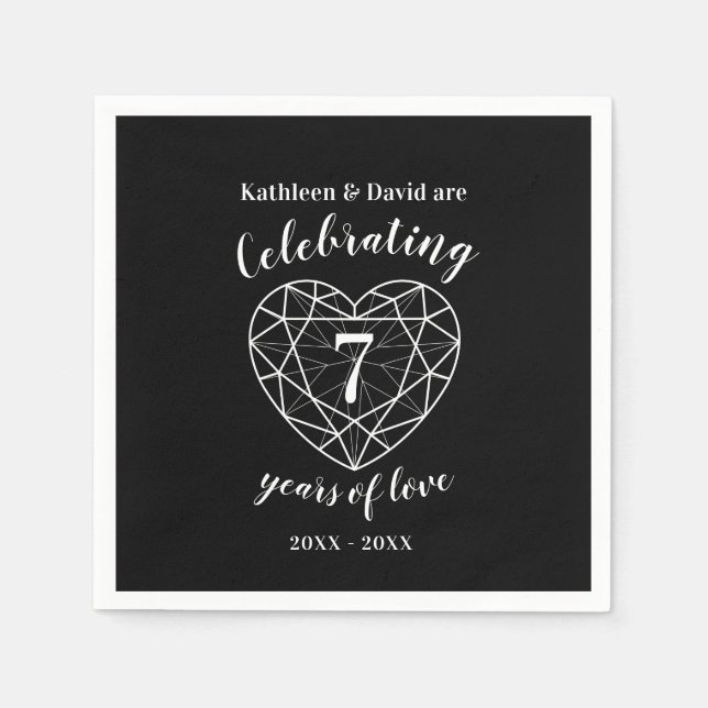 Personalized onyx anniversary 7 years napkin (Front)