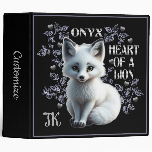 Personalized Onyx - Heart Of A Lion Black Binder (Front/Spine)