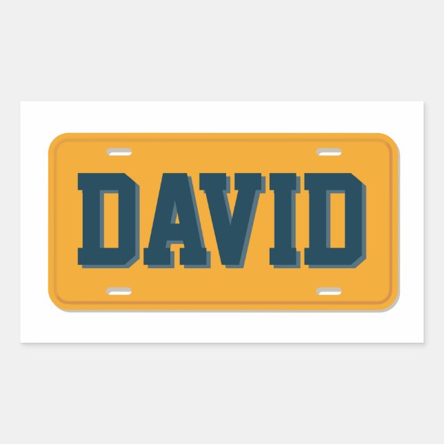 Personalized Orange and Navy Blue License Plate Sticker (Front)